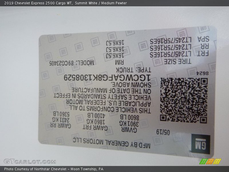 Summit White / Medium Pewter 2019 Chevrolet Express 2500 Cargo WT
