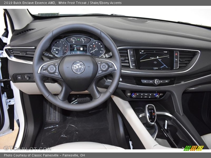 White Frost Tricoat / Shale/Ebony Accents 2019 Buick Enclave Essence AWD