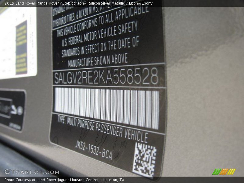 Silicon Silver Metallic / Ebony/Ebony 2019 Land Rover Range Rover Autobiography