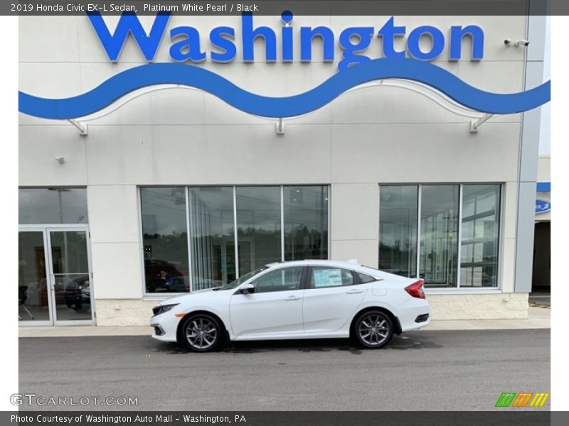 Platinum White Pearl / Black 2019 Honda Civic EX-L Sedan