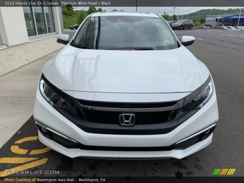 Platinum White Pearl / Black 2019 Honda Civic EX-L Sedan