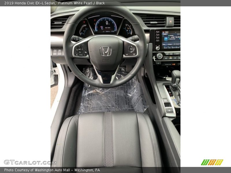 Platinum White Pearl / Black 2019 Honda Civic EX-L Sedan