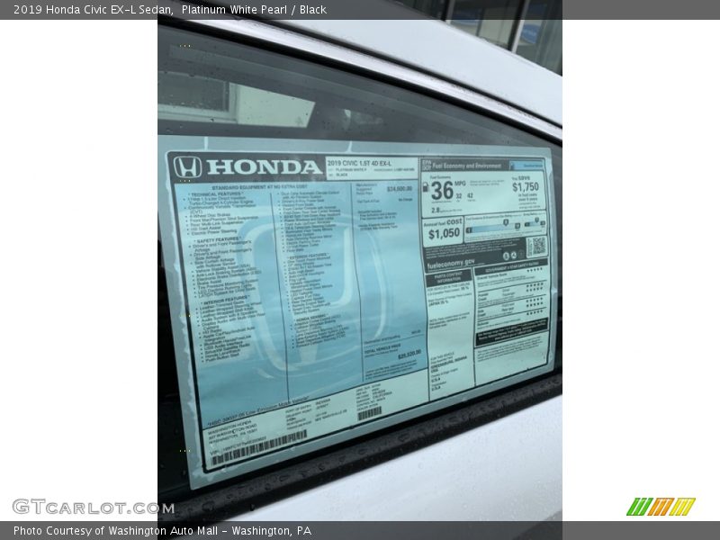  2019 Civic EX-L Sedan Window Sticker