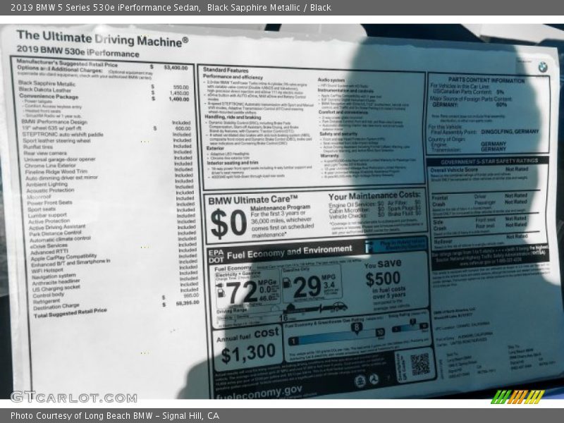Black Sapphire Metallic / Black 2019 BMW 5 Series 530e iPerformance Sedan