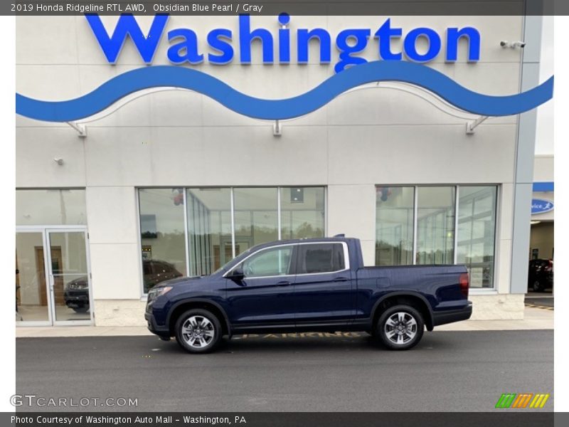 Obsidian Blue Pearl / Gray 2019 Honda Ridgeline RTL AWD