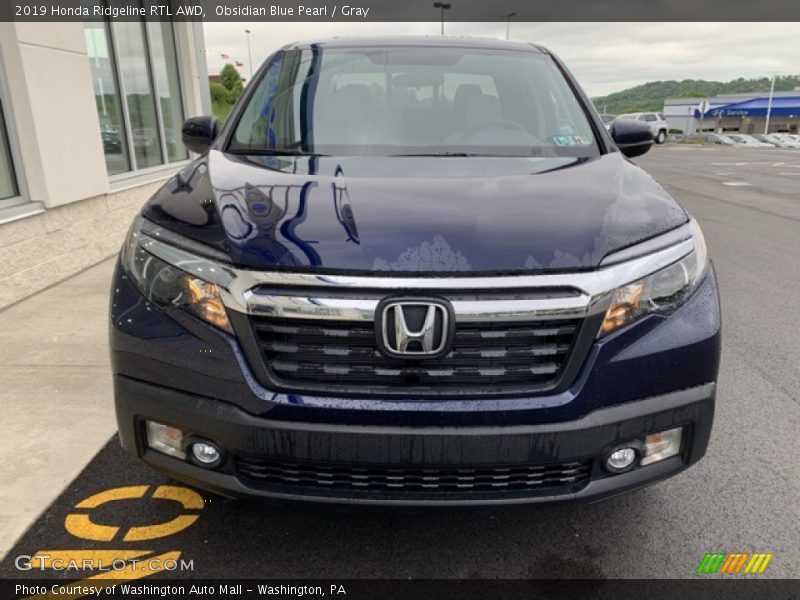 Obsidian Blue Pearl / Gray 2019 Honda Ridgeline RTL AWD