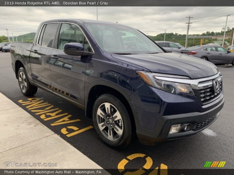 Obsidian Blue Pearl / Gray 2019 Honda Ridgeline RTL AWD