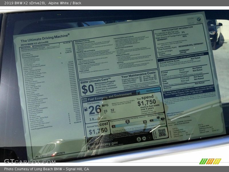 Alpine White / Black 2019 BMW X2 sDrive28i