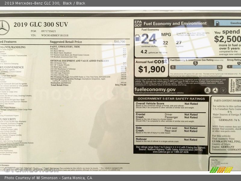 Black / Black 2019 Mercedes-Benz GLC 300