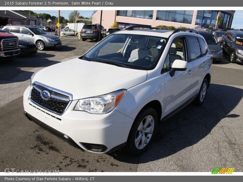 Satin White Pearl / Gray 2015 Subaru Forester 2.5i Premium
