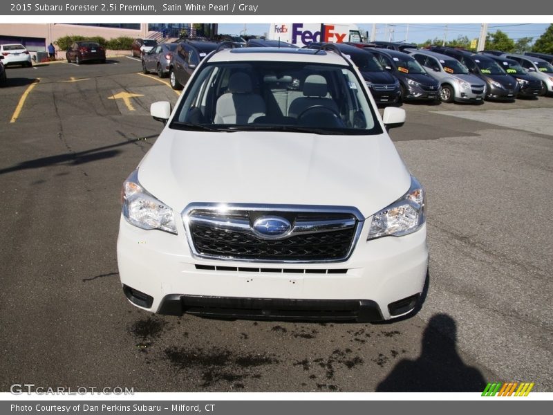 Satin White Pearl / Gray 2015 Subaru Forester 2.5i Premium