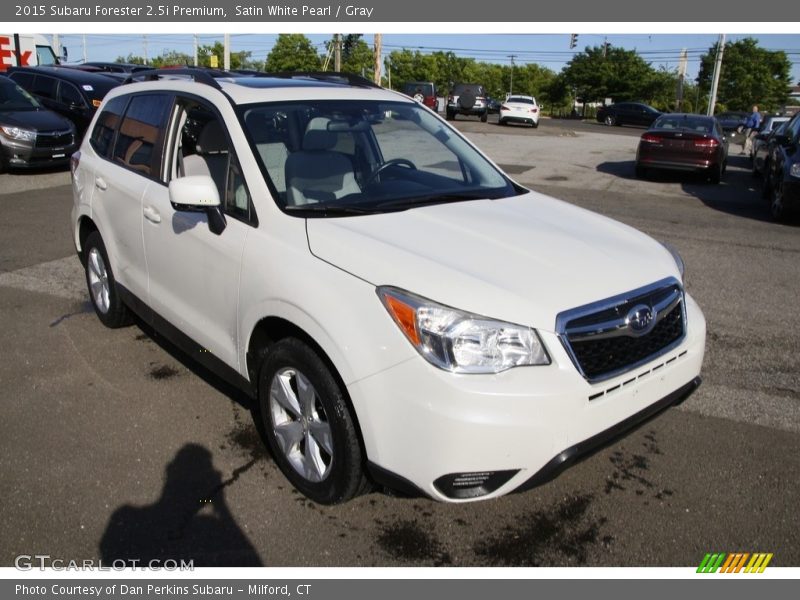 Satin White Pearl / Gray 2015 Subaru Forester 2.5i Premium