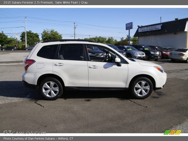 Satin White Pearl / Gray 2015 Subaru Forester 2.5i Premium