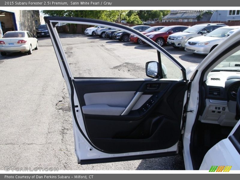 Satin White Pearl / Gray 2015 Subaru Forester 2.5i Premium