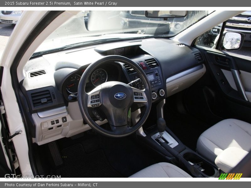 Satin White Pearl / Gray 2015 Subaru Forester 2.5i Premium