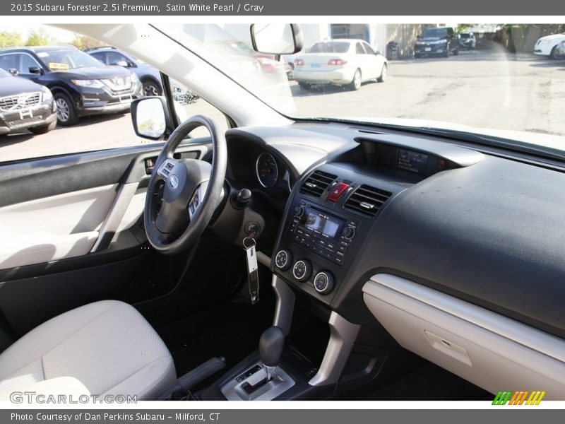 Satin White Pearl / Gray 2015 Subaru Forester 2.5i Premium