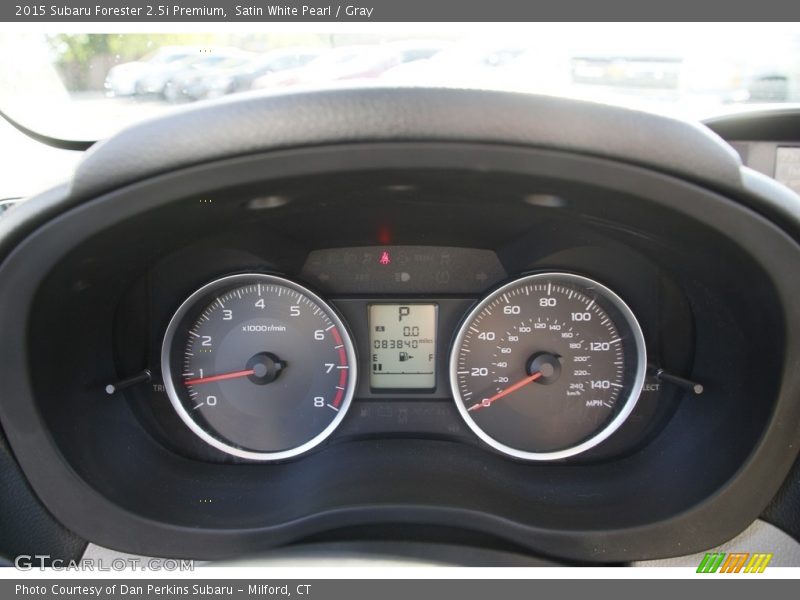 Satin White Pearl / Gray 2015 Subaru Forester 2.5i Premium