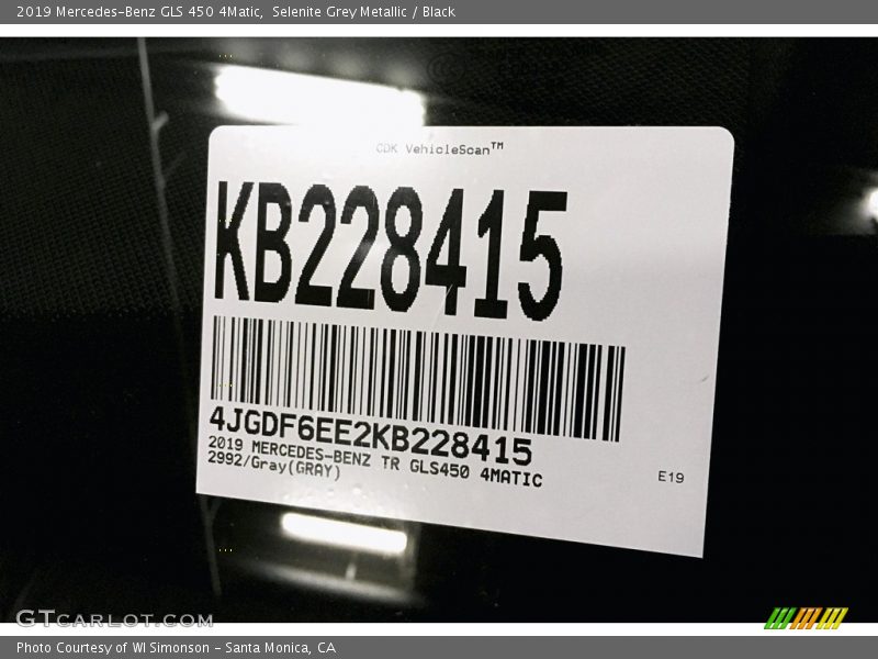 Selenite Grey Metallic / Black 2019 Mercedes-Benz GLS 450 4Matic
