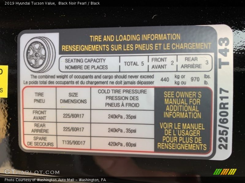 Black Noir Pearl / Black 2019 Hyundai Tucson Value