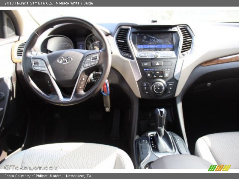 Monaco White / Beige 2013 Hyundai Santa Fe GLS
