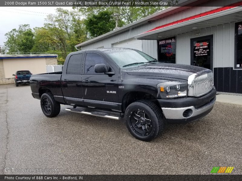 Brilliant Black Crystal Pearl / Medium Slate Gray 2008 Dodge Ram 1500 SLT Quad Cab 4x4