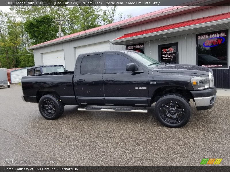 Brilliant Black Crystal Pearl / Medium Slate Gray 2008 Dodge Ram 1500 SLT Quad Cab 4x4