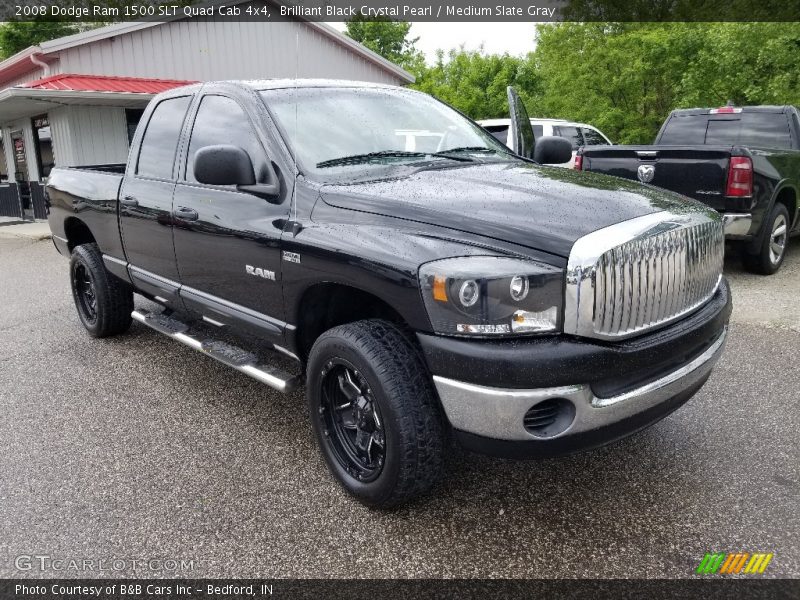 Brilliant Black Crystal Pearl / Medium Slate Gray 2008 Dodge Ram 1500 SLT Quad Cab 4x4
