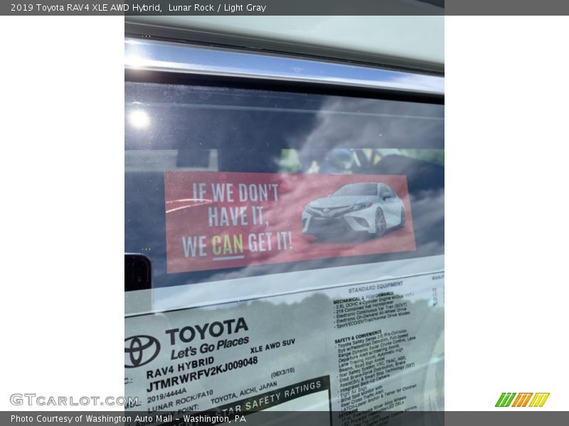 Lunar Rock / Light Gray 2019 Toyota RAV4 XLE AWD Hybrid