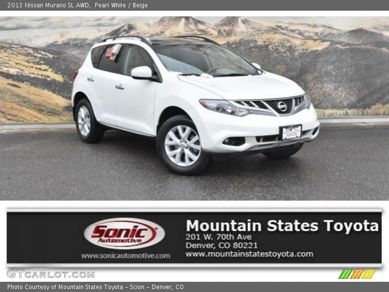 Pearl White / Beige 2013 Nissan Murano SL AWD