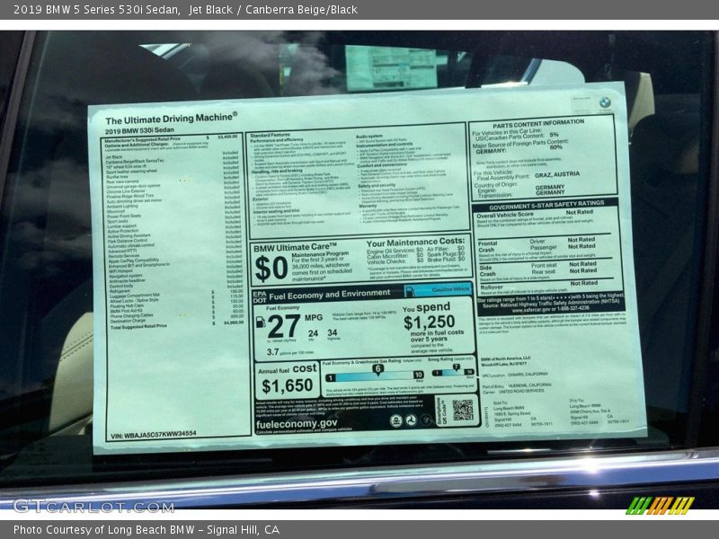 Jet Black / Canberra Beige/Black 2019 BMW 5 Series 530i Sedan