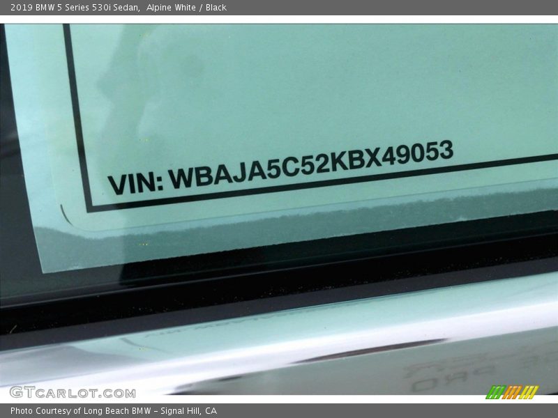 Alpine White / Black 2019 BMW 5 Series 530i Sedan