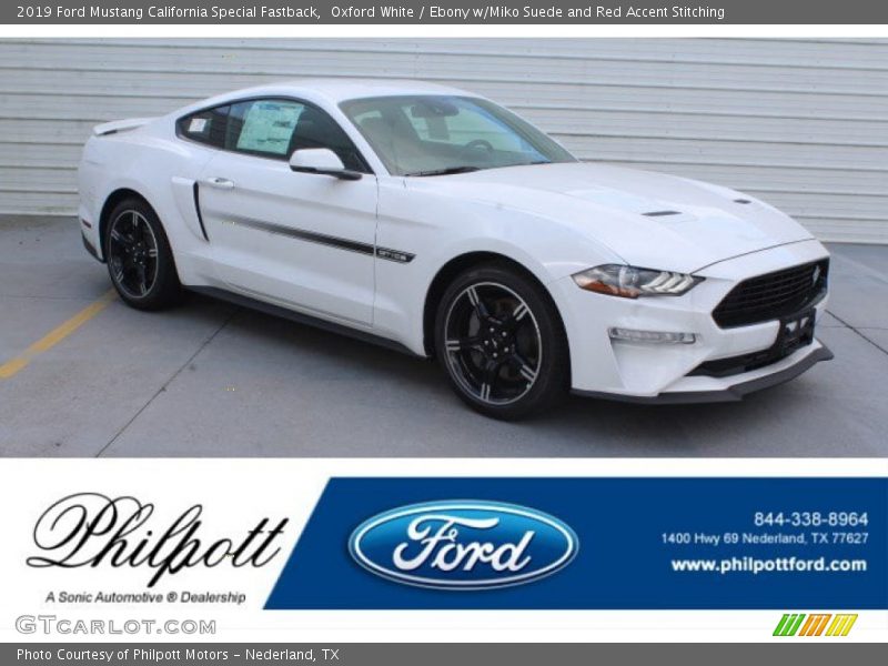 Oxford White / Ebony w/Miko Suede and Red Accent Stitching 2019 Ford Mustang California Special Fastback