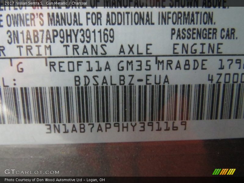 Gun Metallic / Charcoal 2017 Nissan Sentra S