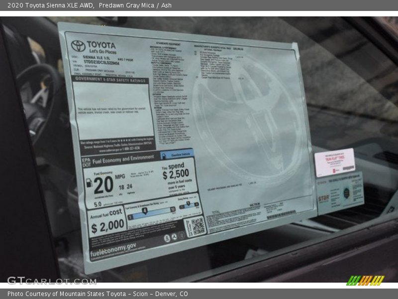 Predawn Gray Mica / Ash 2020 Toyota Sienna XLE AWD