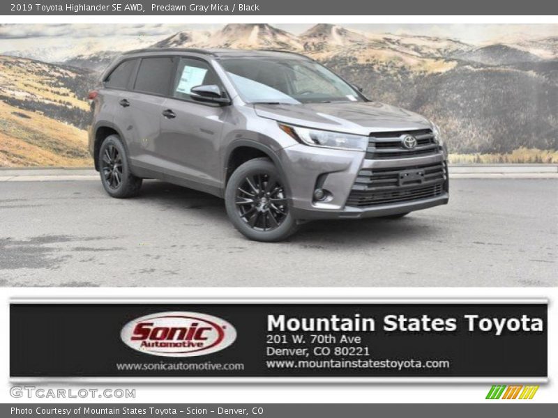 Predawn Gray Mica / Black 2019 Toyota Highlander SE AWD