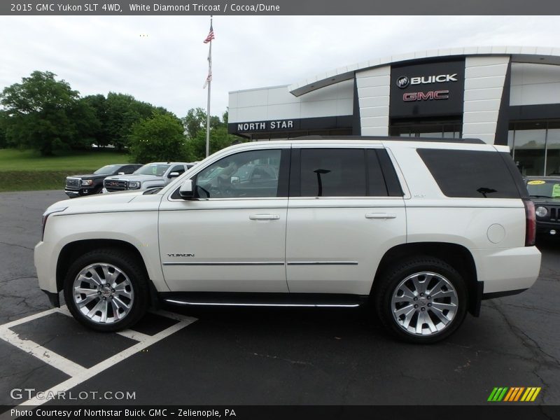 White Diamond Tricoat / Cocoa/Dune 2015 GMC Yukon SLT 4WD