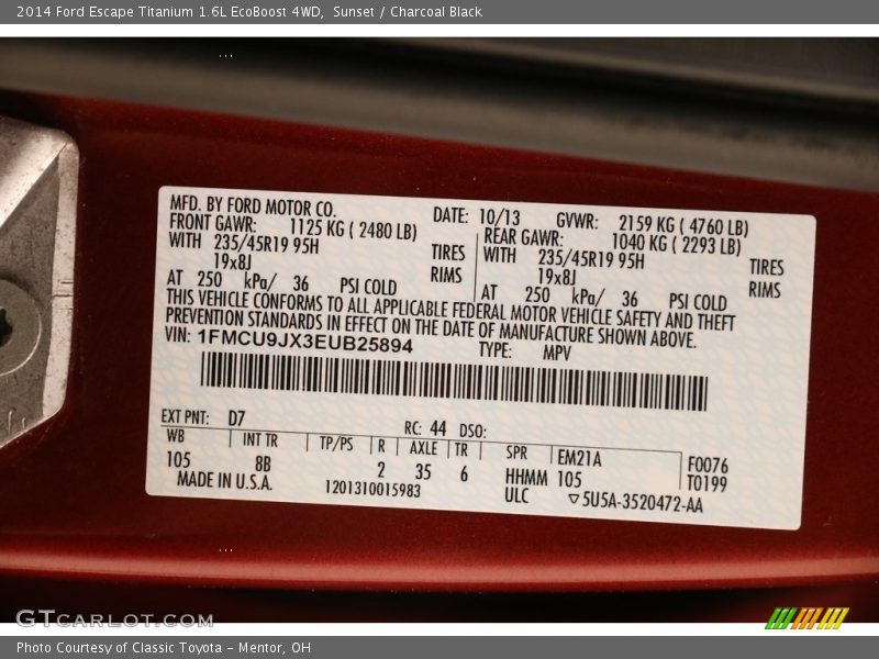 Sunset / Charcoal Black 2014 Ford Escape Titanium 1.6L EcoBoost 4WD