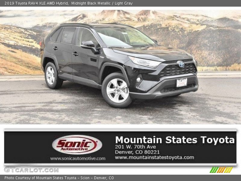 Midnight Black Metallic / Light Gray 2019 Toyota RAV4 XLE AWD Hybrid