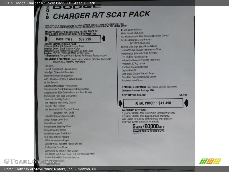 F8 Green / Black 2019 Dodge Charger R/T Scat Pack