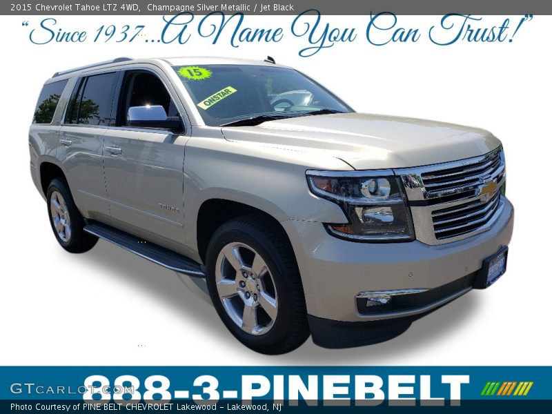 Champagne Silver Metallic / Jet Black 2015 Chevrolet Tahoe LTZ 4WD