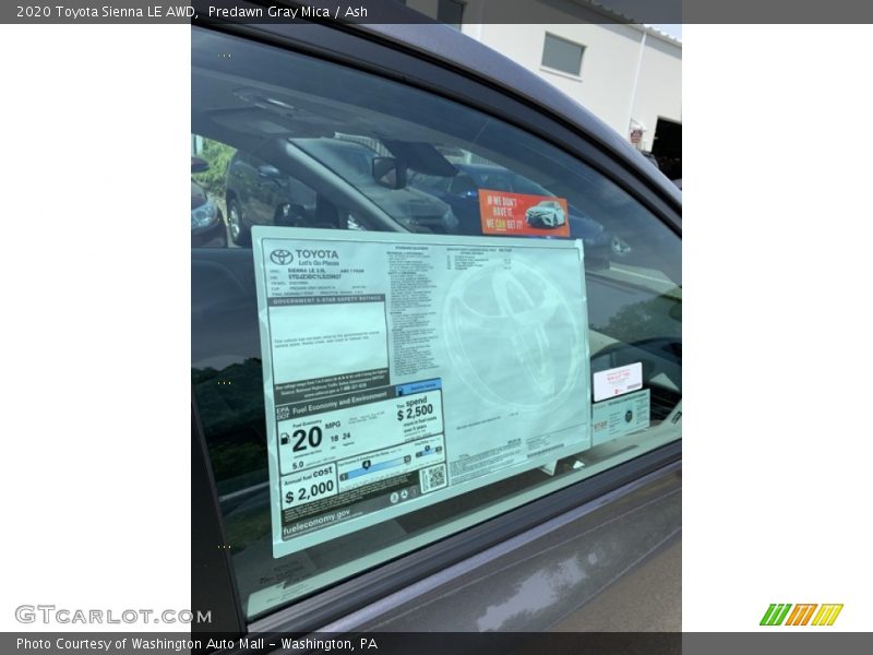 Predawn Gray Mica / Ash 2020 Toyota Sienna LE AWD