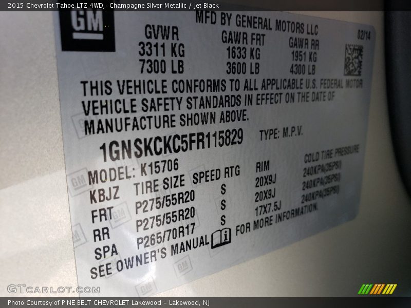 Champagne Silver Metallic / Jet Black 2015 Chevrolet Tahoe LTZ 4WD