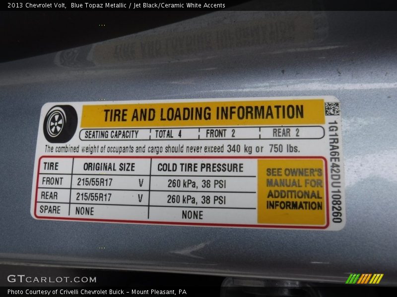 Blue Topaz Metallic / Jet Black/Ceramic White Accents 2013 Chevrolet Volt
