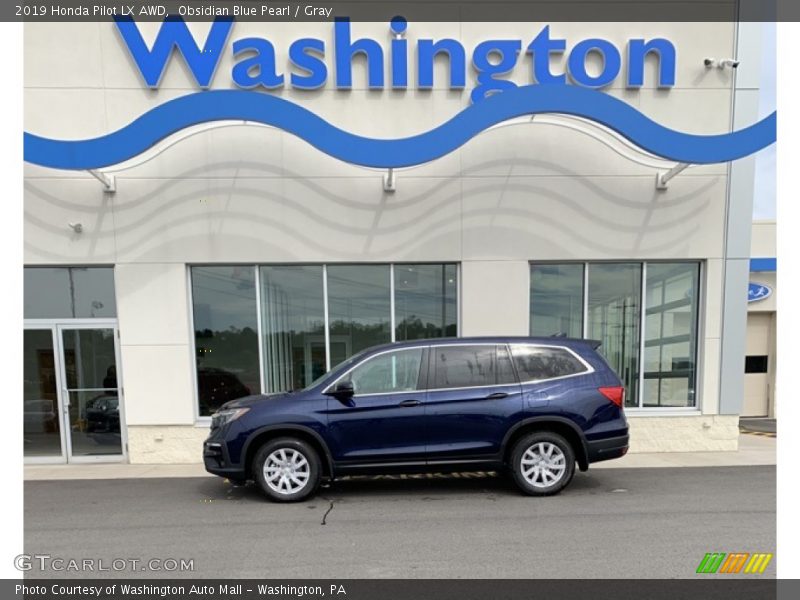 Obsidian Blue Pearl / Gray 2019 Honda Pilot LX AWD