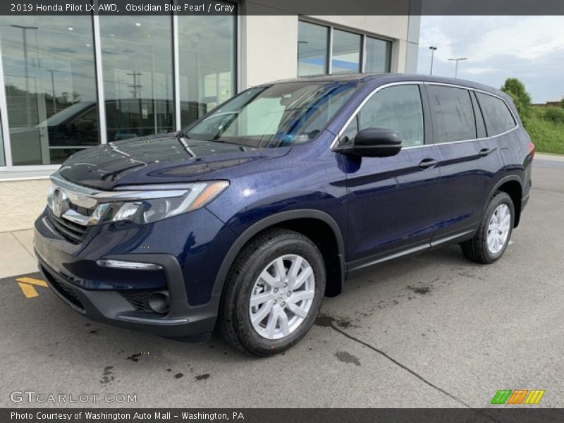 Obsidian Blue Pearl / Gray 2019 Honda Pilot LX AWD