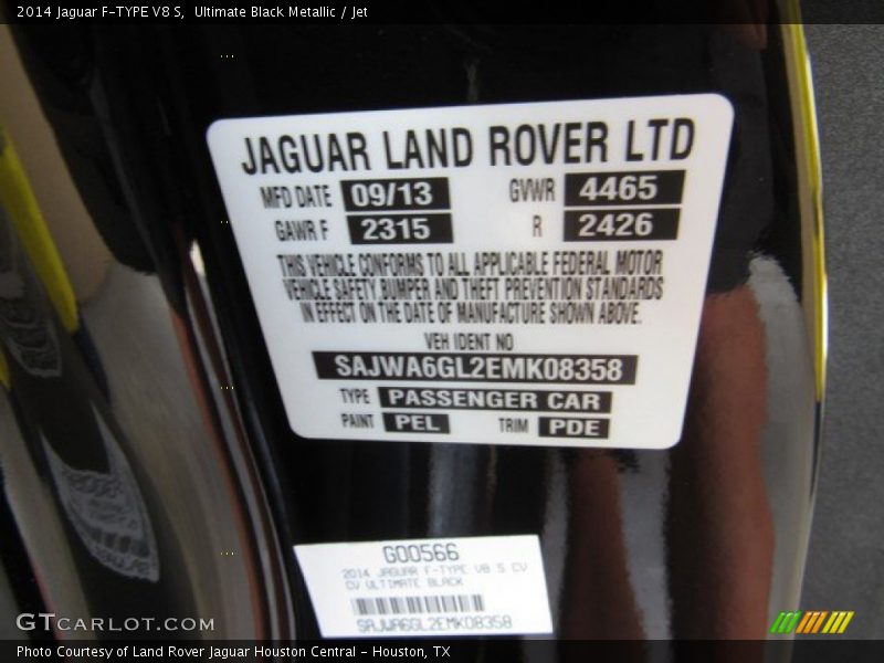 Ultimate Black Metallic / Jet 2014 Jaguar F-TYPE V8 S
