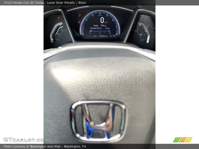Lunar Silver Metallic / Black 2019 Honda Civic EX Sedan