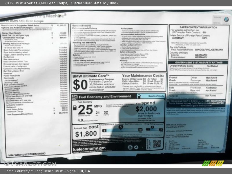 Glacier Silver Metallic / Black 2019 BMW 4 Series 440i Gran Coupe