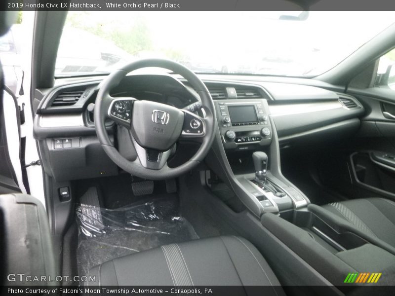White Orchid Pearl / Black 2019 Honda Civic LX Hatchback