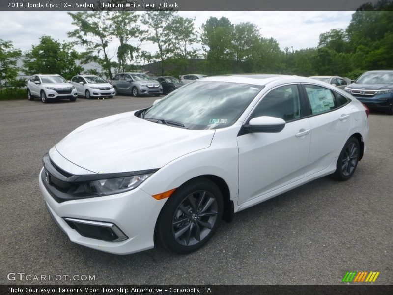 Platinum White Pearl / Black 2019 Honda Civic EX-L Sedan